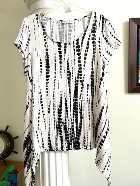 Bryn Walker Tie Dye Cotton Tunic Top Lagenlook Art to Wear Size Medium